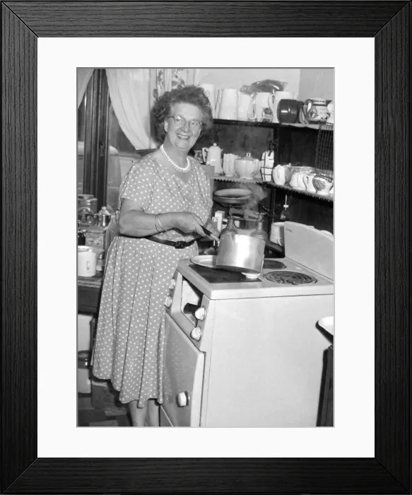 Framed Print : Happiest of all the people who live on the canalside is Mrs Beatrice Kerr