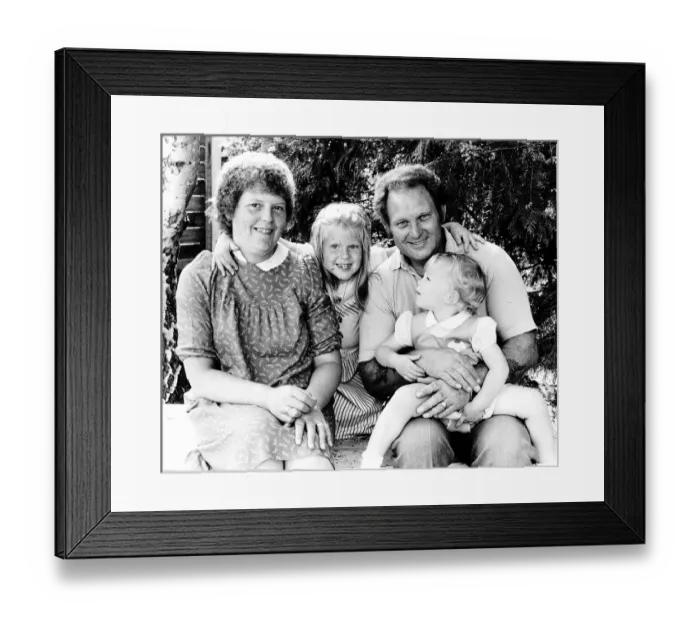 Framed Print : Louise Brown the first test tube baby with her Mother and Father