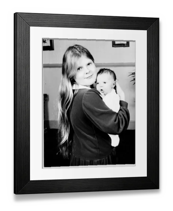 Framed Print : Louise Brown the worlds first test tube baby holds Matthew Shepherd the 1000th such child