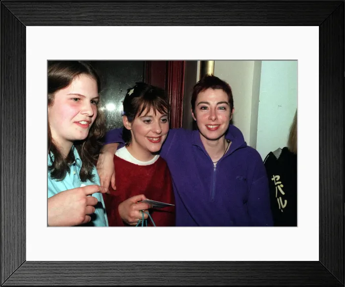 Framed Print : Sue Perkins Mel Giedroyc comediennes May 1999 at Paisley Town Hall