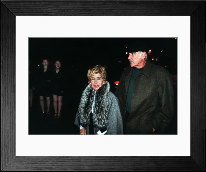 Framed Print : Sean Connery April 1999 Coming back to the Caledonian Hotel with his wife Micheline