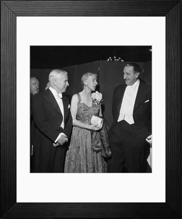 Framed Print : Charlie Chaplin with J Arthur Rank 1952 One of the biggest stars of the movie