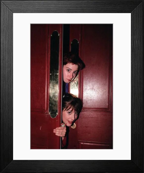 Framed Print : Sue Perkins Mel Giedroyc comediennes May 1999 at Paisley Town Hall Framed Print : Sue Perkins Mel Giedroyc comediennes May 1999 at Paisley Town Hall