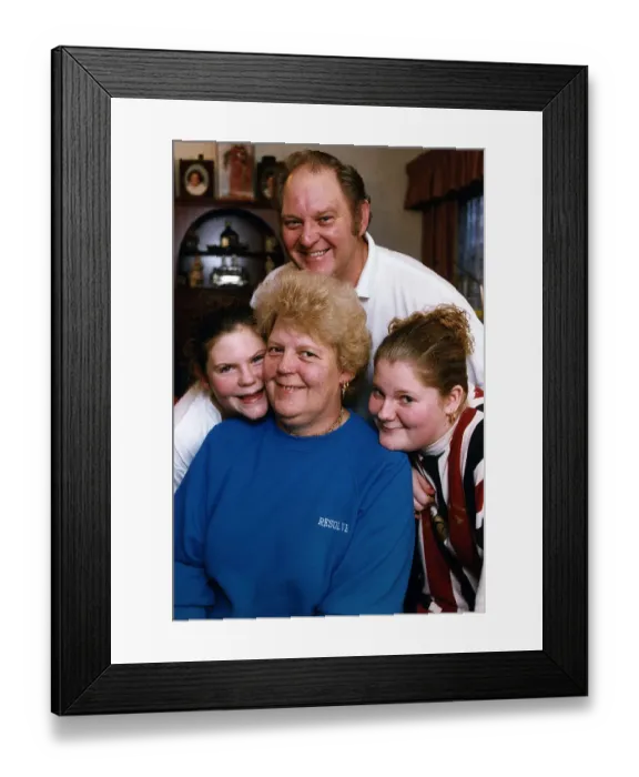 Framed Print : Louise Brown right aged 16 the worlds first test tube baby with her family including Framed Print : Louise Brown right aged 16 the worlds first test tube baby with her family including