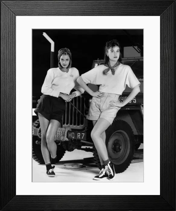Framed Print : Fashion - Shorts: Short and cropped tops teamed with socks and canvas boots and trainers