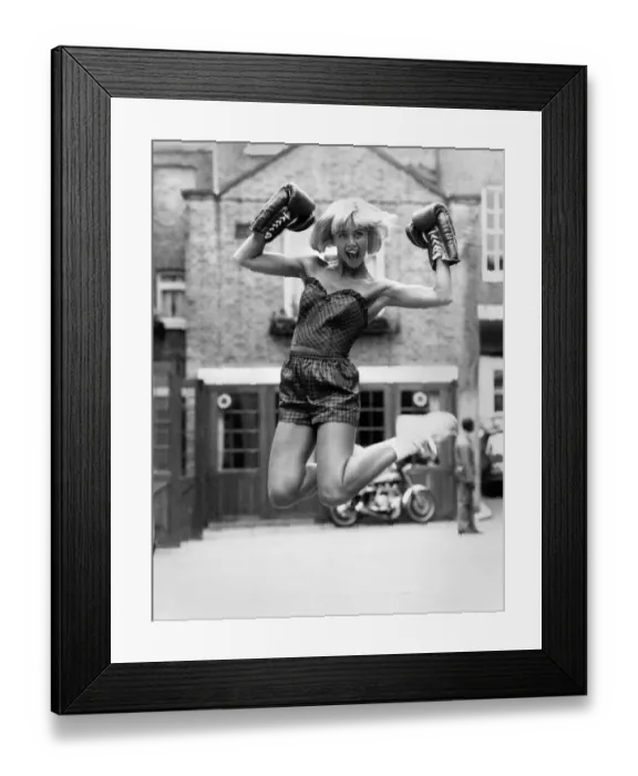 Framed Print : Fashion - Shorts: Knockout. Model Jane Sturdy wears shorts and a basque top Framed Print : Fashion - Shorts: Knockout. Model Jane Sturdy wears shorts and a basque top