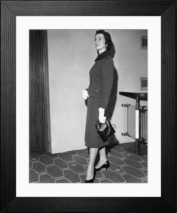 Framed Print : Diana Iles aged 21 of Downend, Bristol wearing a two-piece suit with no hat