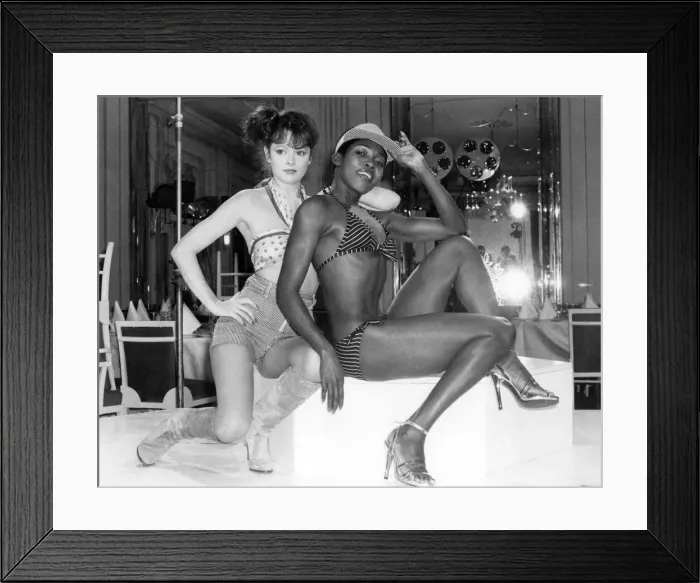 Framed Print : Clothing Beach. Kathy modelling a beach outfit in white