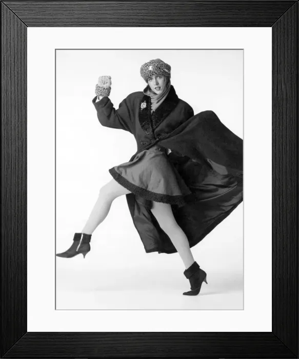 Framed Print : Fashion - Skirts. Fur trimmed long coat, Russian hat Framed Print : Fashion - Skirts. Fur trimmed long coat, Russian hat