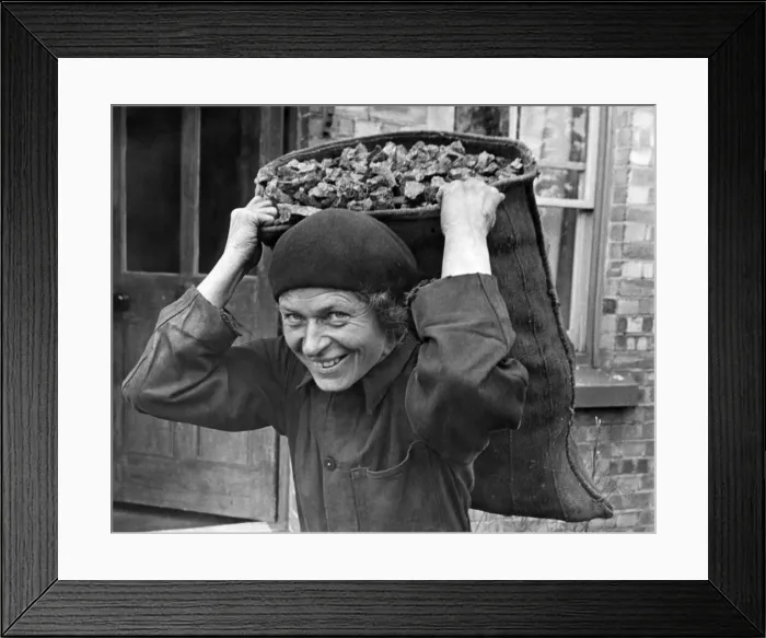Framed Print : Five foot woman does coalmans job. Mrs. Pittock is a bright Framed Print : Five foot woman does coalmans job. Mrs. Pittock is a bright
