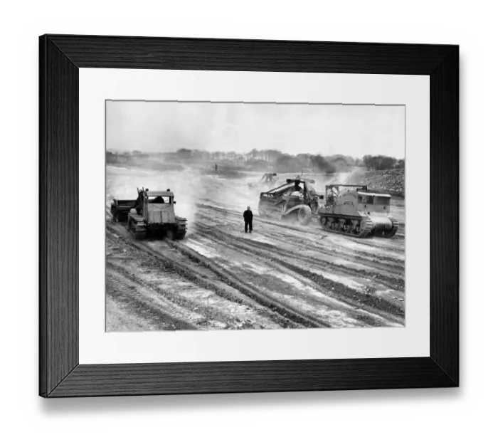 Framed Print : Opencast coal mining. Workers extracting coal from the earth