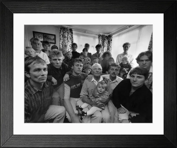 Framed Print : Coal miners. The Hill miners family. Left to right front row, David Kimber (son in law)