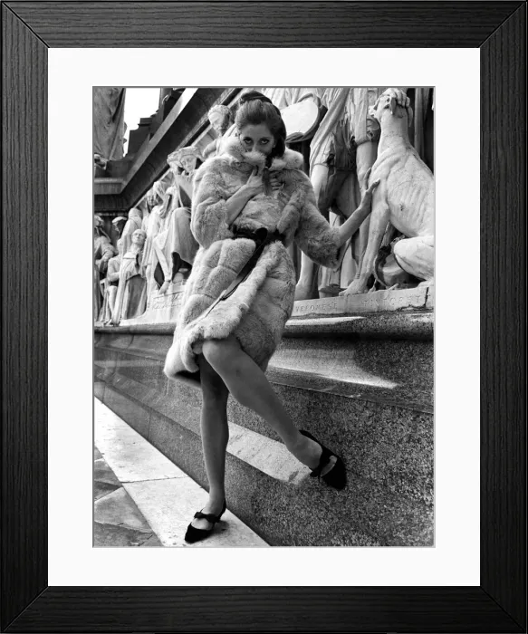 Framed Print : Fashion - 1960 s. A gay collection of furs designed for the younger set has been