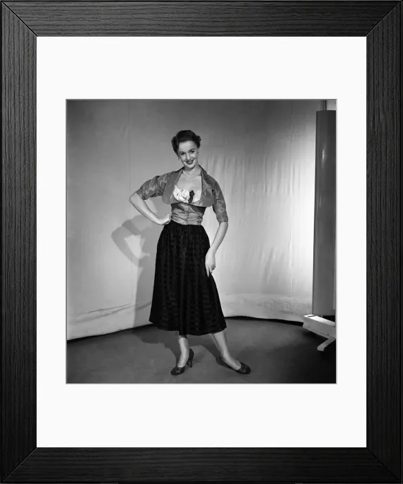 Framed Print : Woman poses wearing a top and long skirt November 1952 C6275-002 Framed Print : Woman poses wearing a top and long skirt November 1952 C6275-002