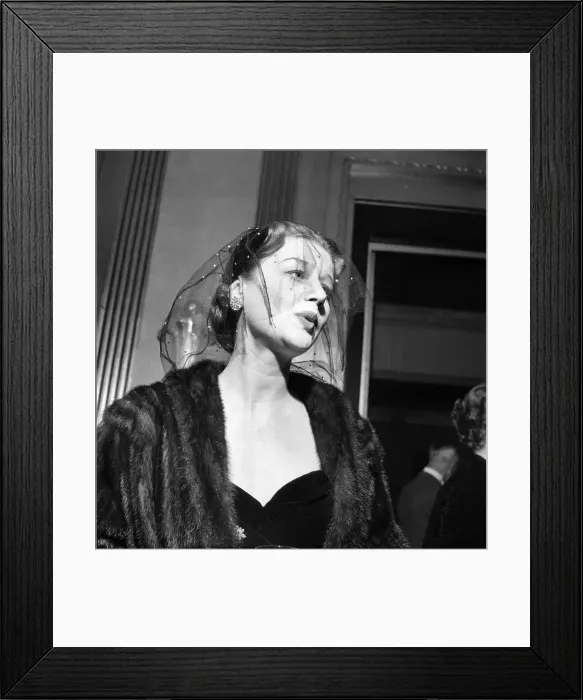 Framed Print : Woman wearing a fur coat and veil at a cocktail Party. November 1952 C6295