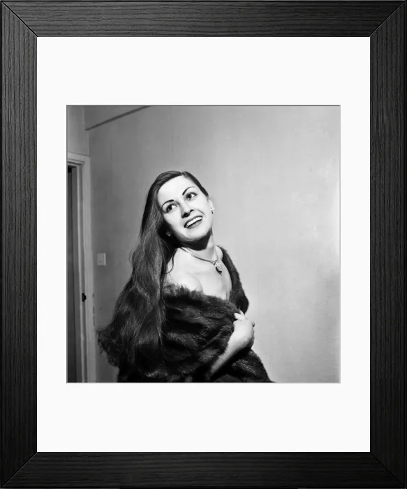 Framed Print : Model with Long Hair and wearing a fur coat. December 1952 C6259 Framed Print : Model with Long Hair and wearing a fur coat. December 1952 C6259