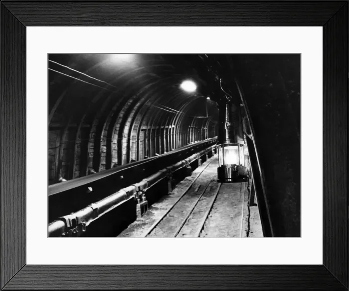 Framed Print : Pit tunnel showing conveyer belt and a Davey lamp at a coal mine in Newstead Framed Print : Pit tunnel showing conveyer belt and a Davey lamp at a coal mine in Newstead