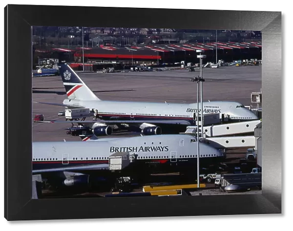 Manchester Airport 1989 British Airways aeroplanes in airport