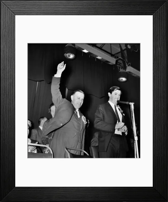 Framed Print : Islington North By Election: A happy Michael O Halloran (left Framed Print : Islington North By Election: A happy Michael O Halloran (left