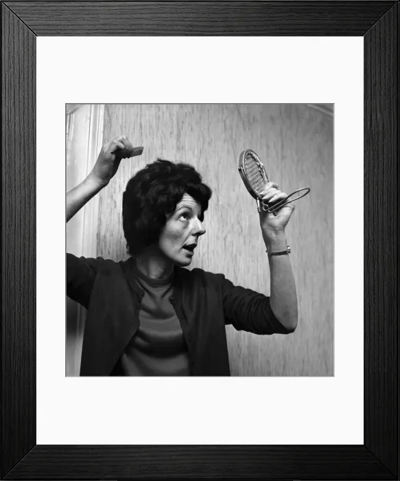 Framed Print : Woman with a bald head, with her wig. November 1969 Z11155-001 Framed Print : Woman with a bald head, with her wig. November 1969 Z11155-001
