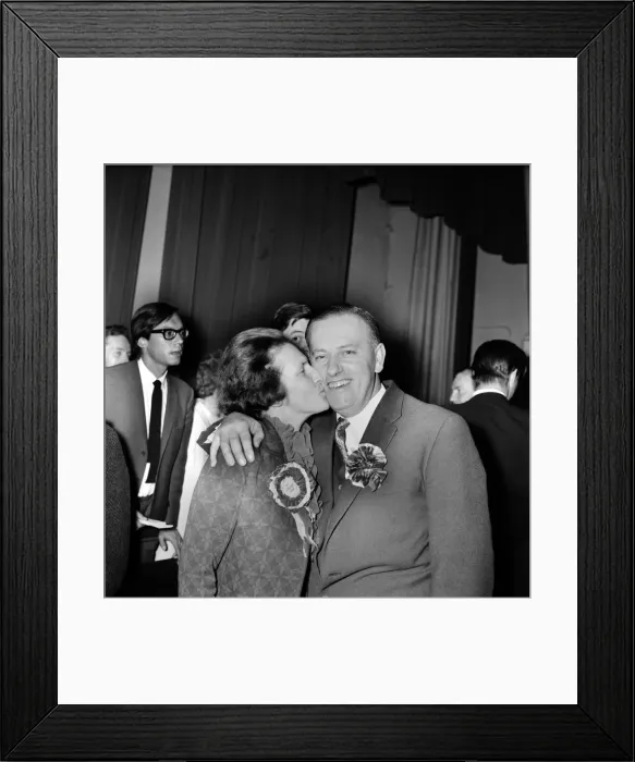 Framed Print : Islington North By Election Micheal O Halloran with his wife Stella after Framed Print : Islington North By Election Micheal O Halloran with his wife Stella after