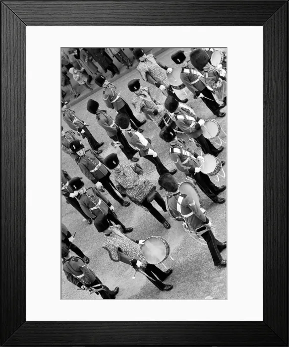 Framed Print : One bass drummer from the Coldstream Guards who found a way of beating the cold by Framed Print : One bass drummer from the Coldstream Guards who found a way of beating the cold by