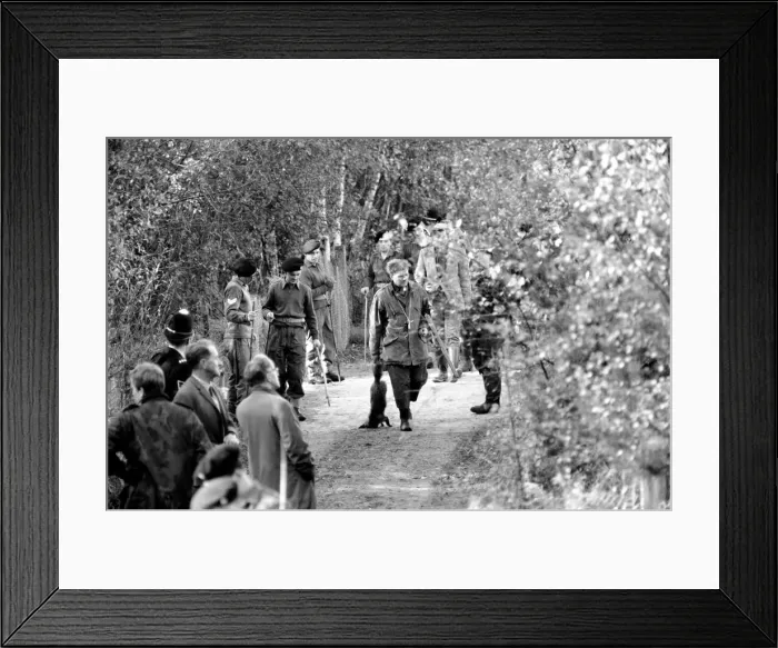 Framed Print : The shoot at Camberley, Surrey, started early today to exterminate all wild life