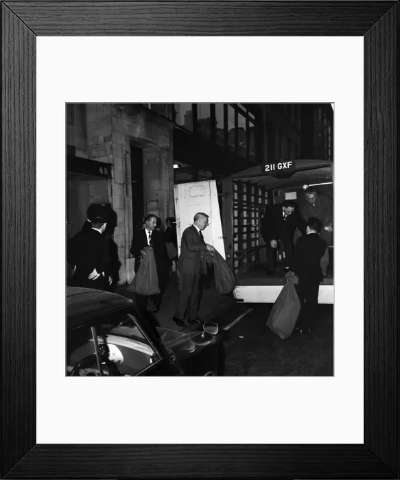 Framed Print : Loading sacks of mail from the post office into a van, ready for delivery Framed Print : Loading sacks of mail from the post office into a van, ready for delivery