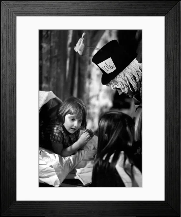 Framed Print : Children of booth hall hospital meet character from Alice in Wonderland: Janet Harrop, 5