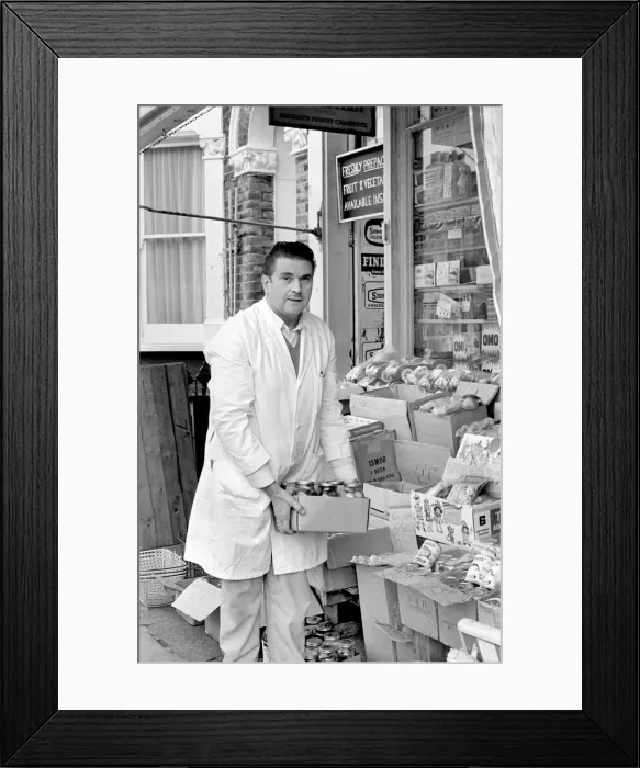 Framed Print : A man sitting in his shop at Deptford. November 1969 Z10715-001 Framed Print : A man sitting in his shop at Deptford. November 1969 Z10715-001