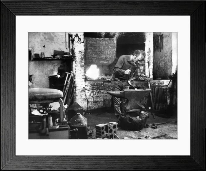 Framed Print : Mr. Charlton Amos working in his blacksmiths workshop at Heddon-on-the-Wall Framed Print : Mr. Charlton Amos working in his blacksmiths workshop at Heddon-on-the-Wall