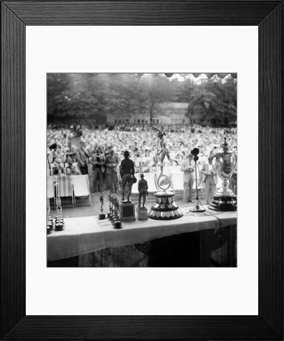 Framed Print : Motorsport. Isle of Man TT Races 1953 TT trophies Framed Print : Motorsport. Isle of Man TT Races 1953 TT trophies