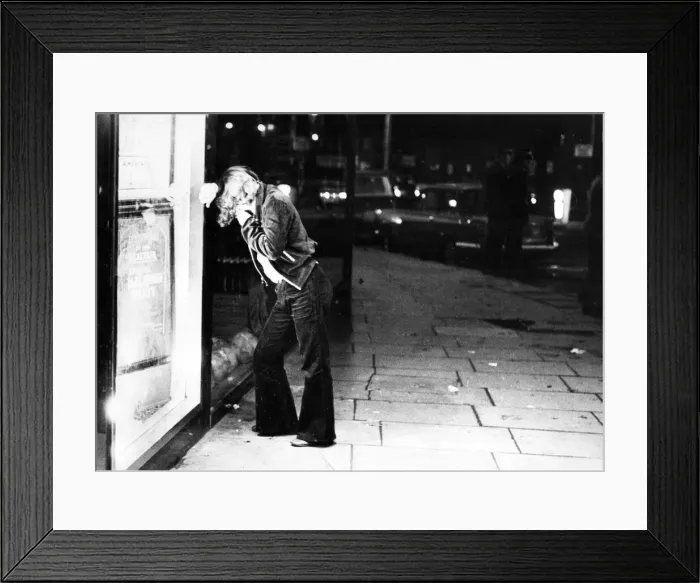 Framed Print : A man is sick after too much to drink Framed Print : A man is sick after too much to drink