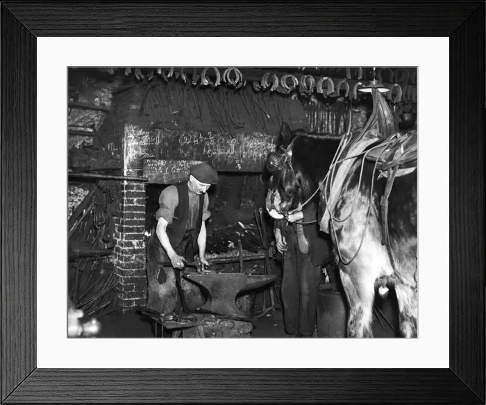 Framed Print : Still plying his trade is Mr. F. Knott, the village blacksmith at Riding Mill Framed Print : Still plying his trade is Mr. F. Knott, the village blacksmith at Riding Mill