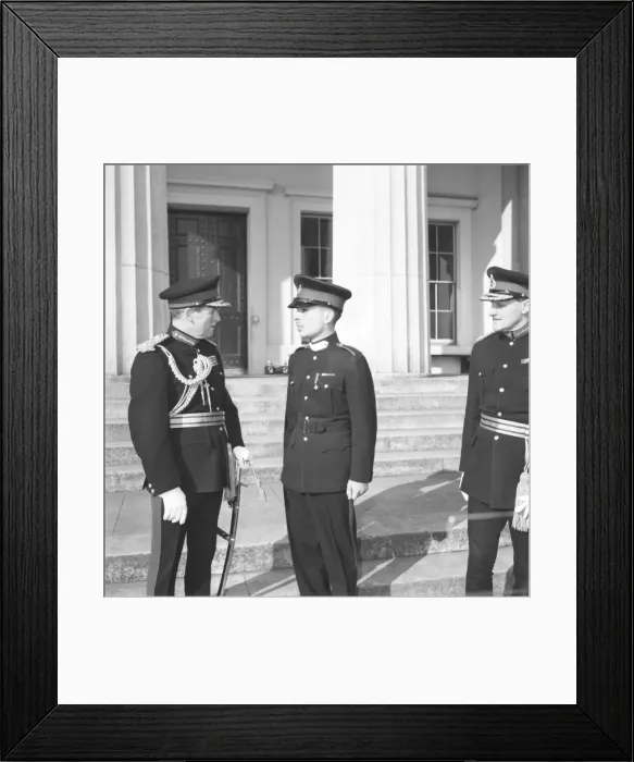 Framed Print : Prince Hussein of Jordan welcomed by British guards at Sandhurst Framed Print : Prince Hussein of Jordan welcomed by British guards at Sandhurst