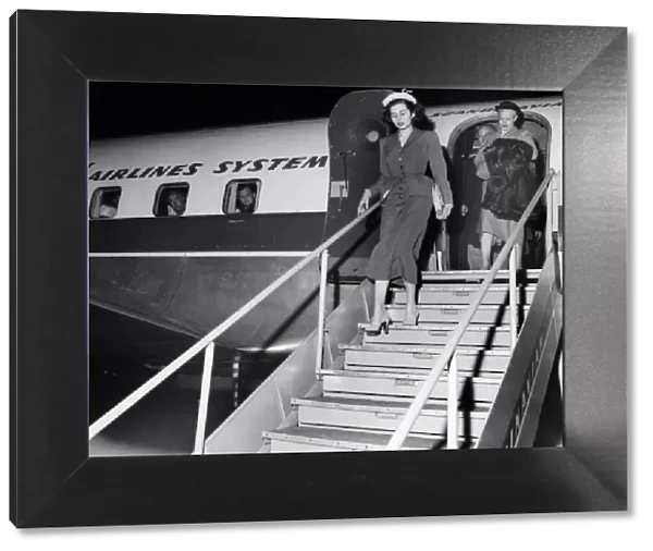 Queen Soraya of Persia seen here arriving at Ciampino International Airport in Rome