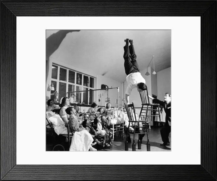 Framed Print : Acrobat Fred Edwards performing at a childrens hospital. May 1953 D2247 Framed Print : Acrobat Fred Edwards performing at a childrens hospital. May 1953 D2247