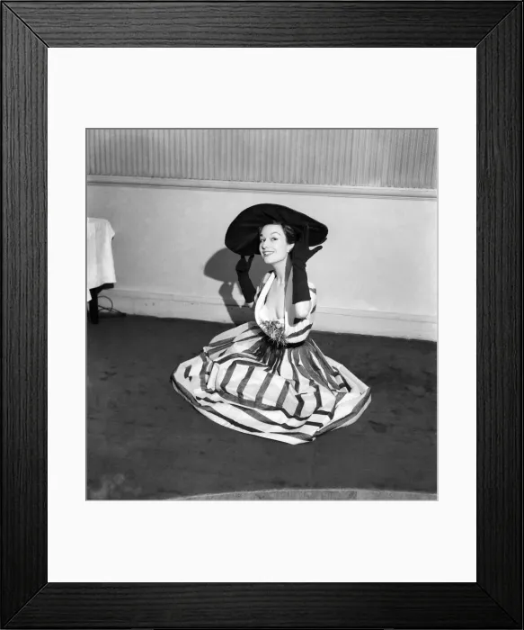 Framed Print : Model Daniele Santior showing the latest french fashion at Cino s Framed Print : Model Daniele Santior showing the latest french fashion at Cino s