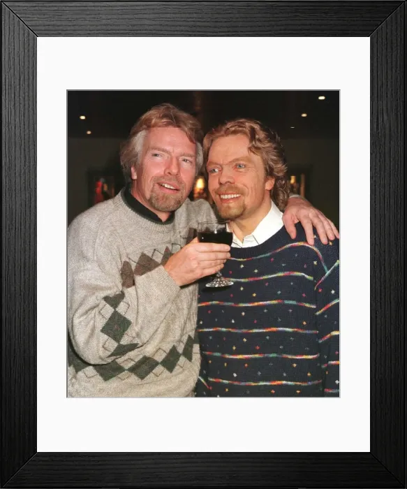 Framed Print : Richard Branson meets Richard Branson March 1998 in the Virgin Club House lounge
