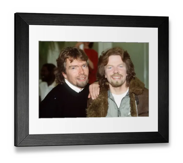 Framed Print : Richard Branson entrepreneur at Madame Tussauds with a waxwork model of himself Framed Print : Richard Branson entrepreneur at Madame Tussauds with a waxwork model of himself