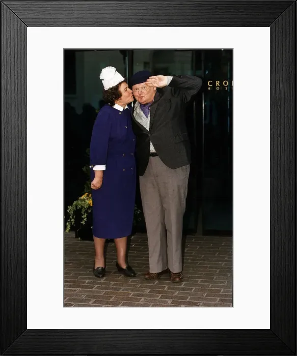 Framed Print : Benny Hill comedian leaves hospital Framed Print : Benny Hill comedian leaves hospital