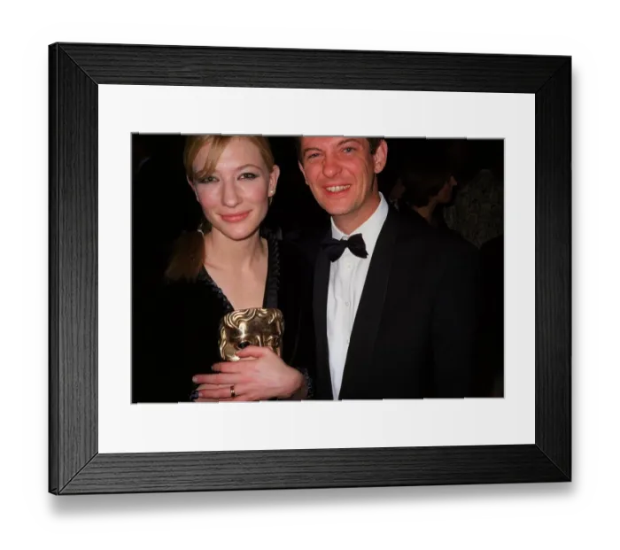Framed Print : Matthew Wright with Cate Blanchett April 1999 at the BAFTA Awards 1999