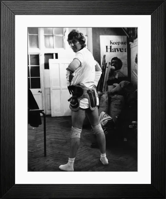 Framed Print : Tommy Steele Actor Singer in the padding he wears for his stunts during the making of Framed Print : Tommy Steele Actor Singer in the padding he wears for his stunts during the making of
