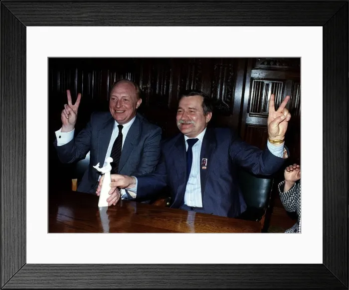 Framed Print : Neil Kinnock former leader of the Labour Party with Lech Walesa from Poland Framed Print : Neil Kinnock former leader of the Labour Party with Lech Walesa from Poland