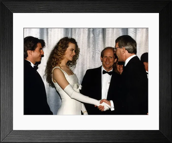 Framed Print : Nicole Kidman actress shakes hands with Prime Minister John Major at film premier of Far Framed Print : Nicole Kidman actress shakes hands with Prime Minister John Major at film premier of Far