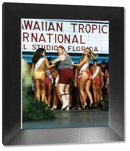 Benny Hill Comedian at Miss Hawaiian Tropic Contest in United States