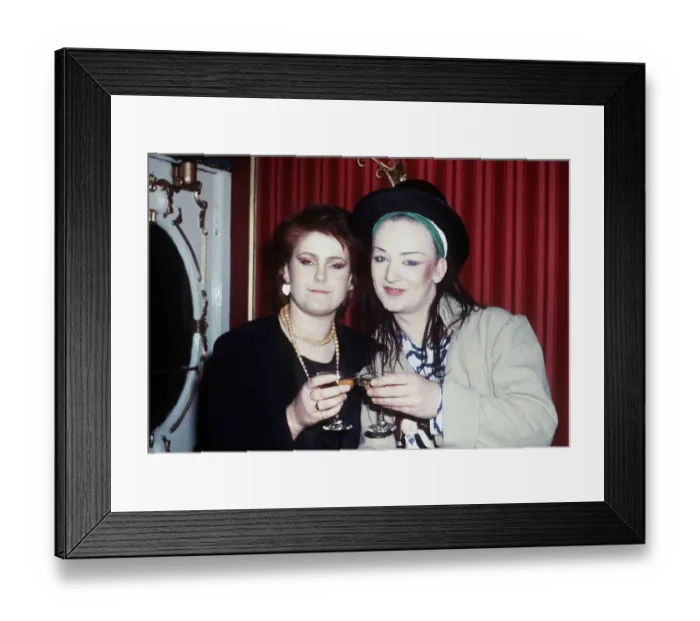 Framed Print : Boy George Pop Singer of Culture Club with Alison Moyet of Yazoo at the Rock Framed Print : Boy George Pop Singer of Culture Club with Alison Moyet of Yazoo at the Rock
