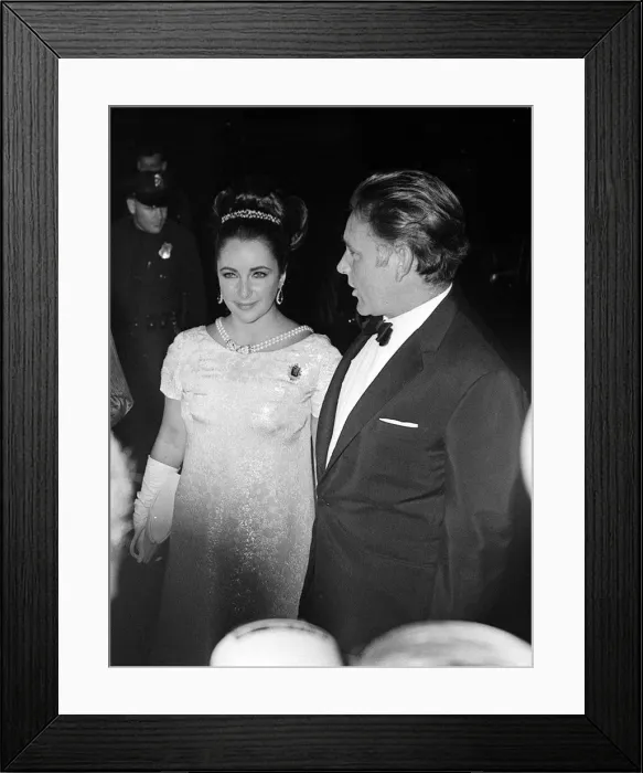 Framed Print : Elizabeth Taylor November 1965 and Richard Burton at Hollywood Party
