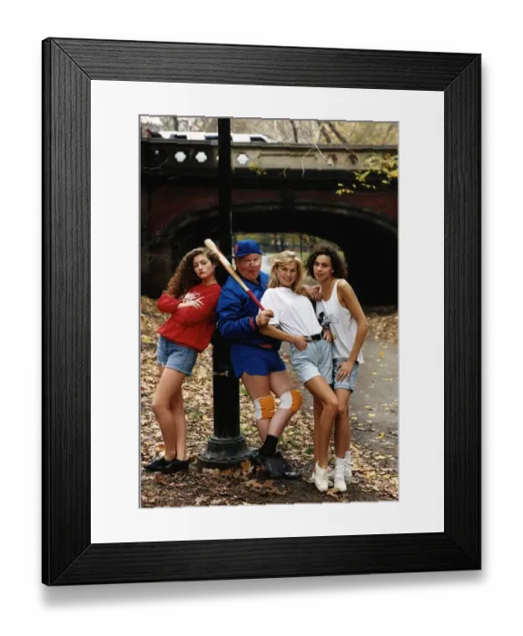 Framed Print : Benny Hill Comedian in park with American Hill Angels