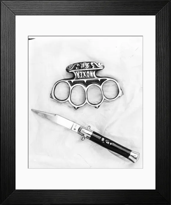 Framed Print : Knife And Knuckleduster bought openly in Boulogne